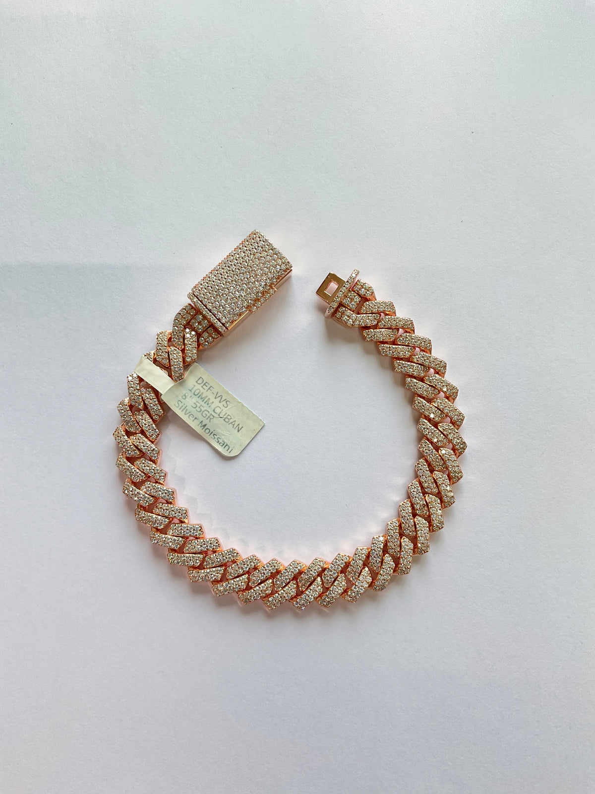 50636 - 10mm 8” 9cttw silver moissanite cuban Rose Gold ($4500)