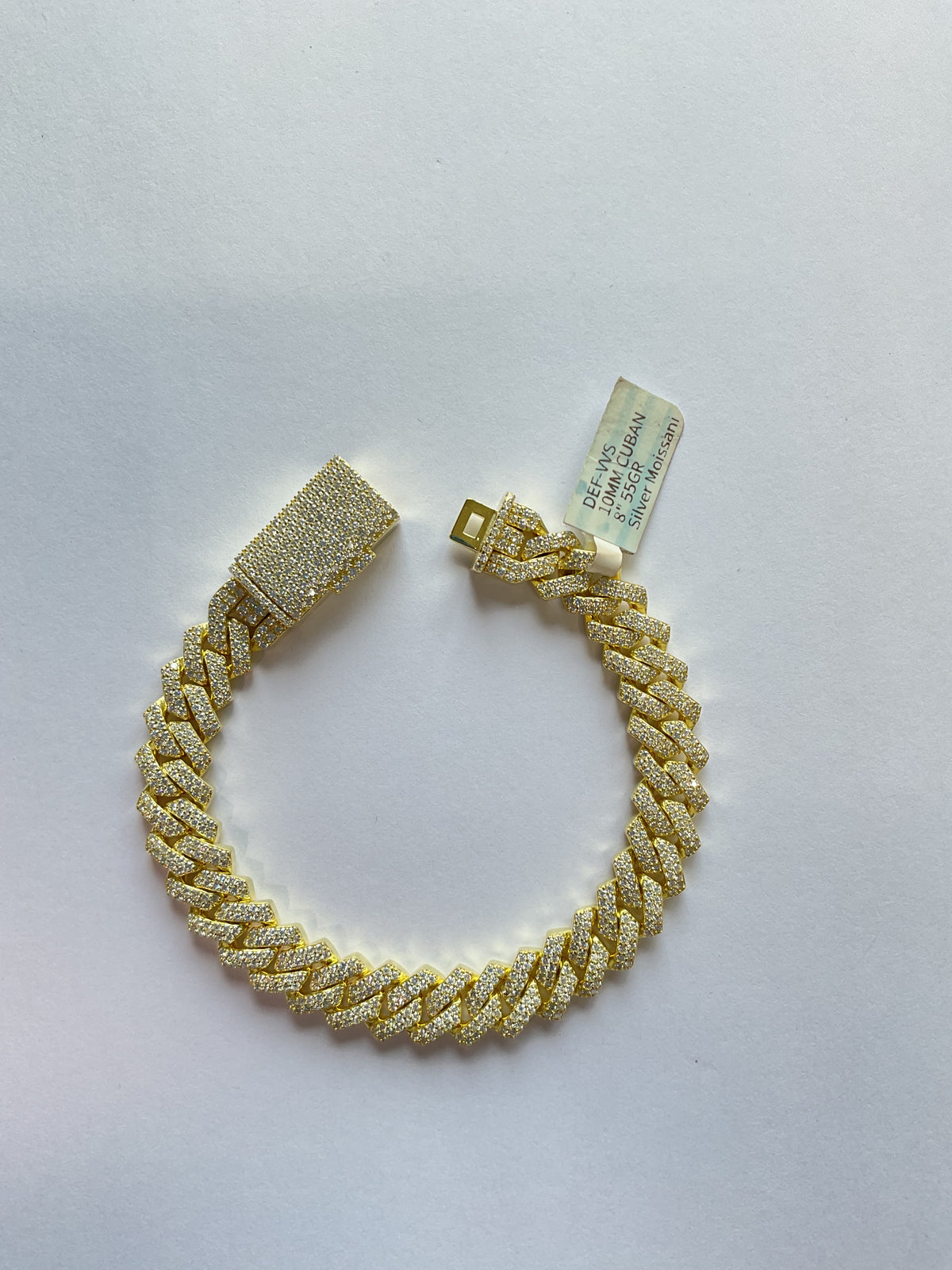 50636 - 10mm 8” 9cttw silver moissanite cuban Yellow ($4500)