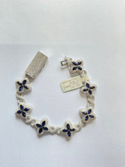 98753 - Clover 18mm 8” silver moissanite 20cttw ($4000) blue