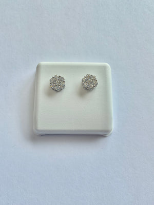 99337 - flower Studs silver lab 8mm 0.80cttw ($445) white