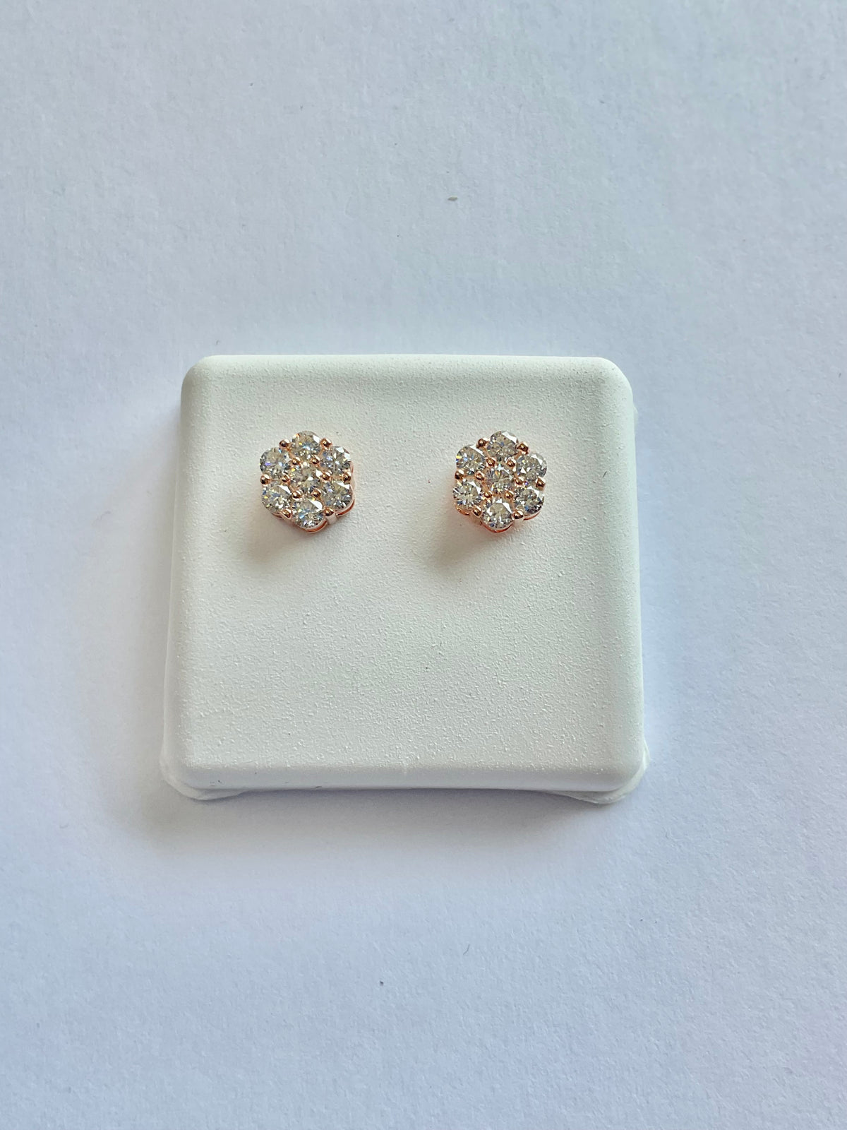 99337 - flower Studs silver lab 8mm 0.80cttw ($445) rose