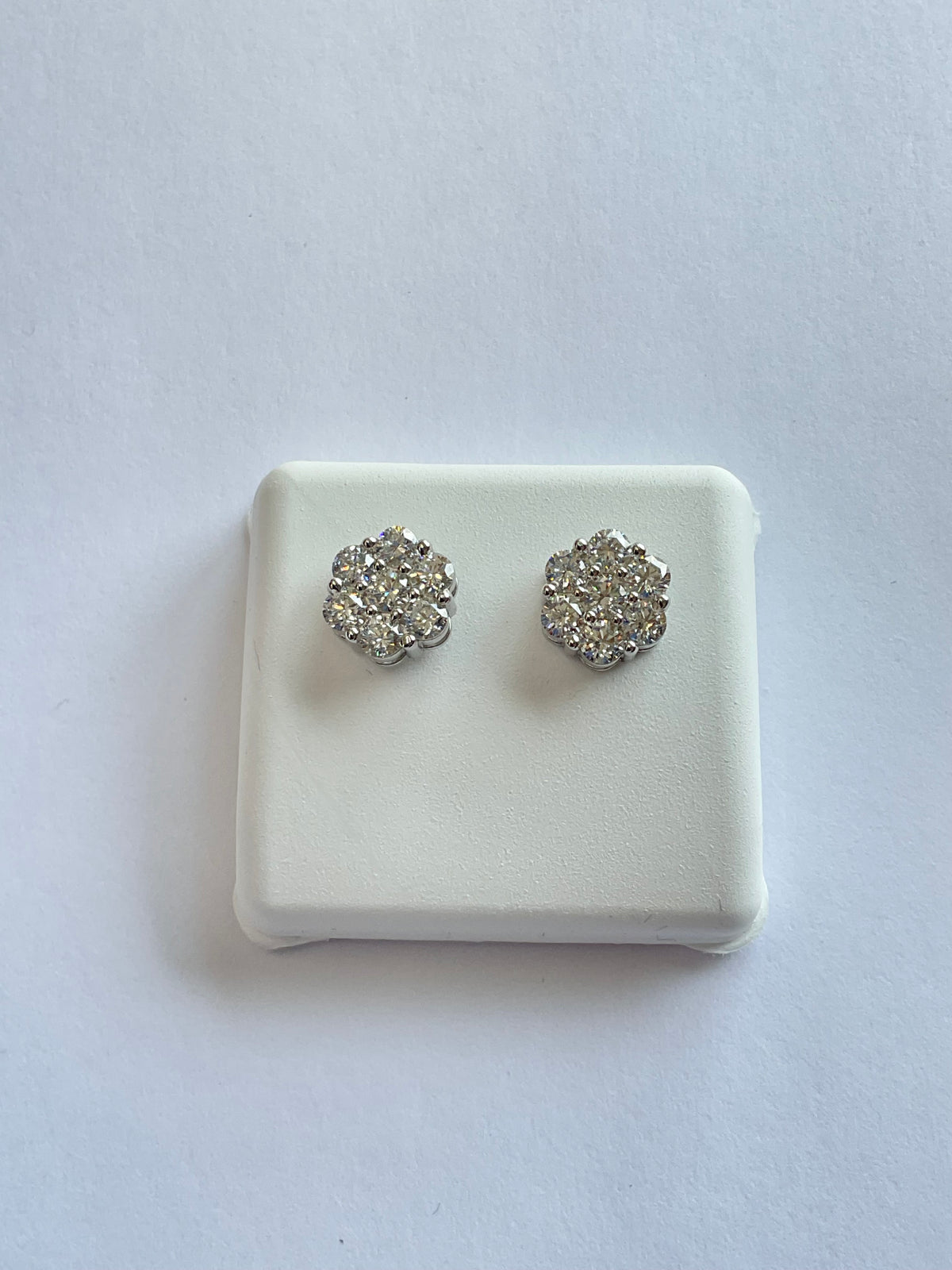 99338 - flower Studs silver lab 10mm 1.75cttw ($895) White