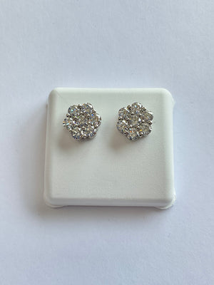 11150 - flower Studs silver lab 12mm 2.50cttw ($1145) white