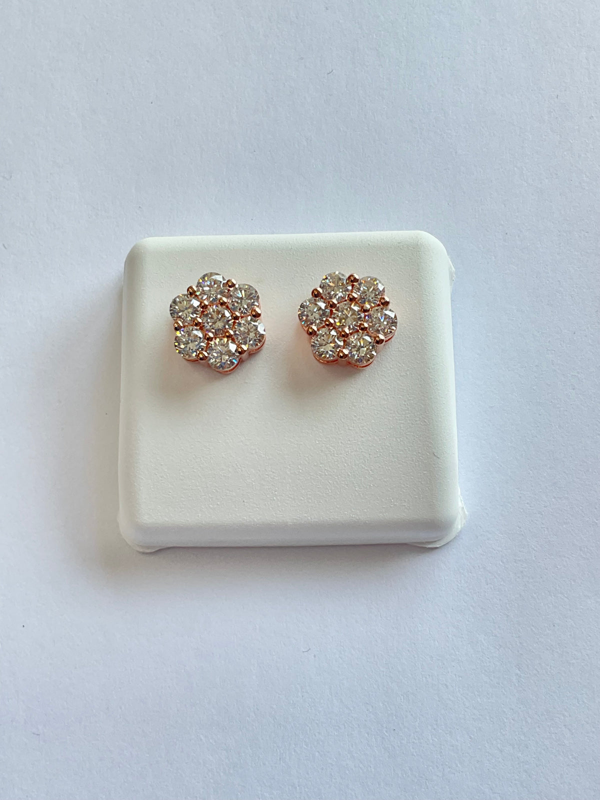 11150 - flower Studs silver lab 12mm 2.50cttw ($1145) Rose
