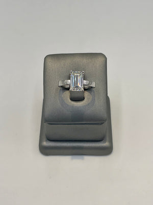1. 99953 (L-2226) - 14KW Lab Ring Emerald Solitaire E-VS1 3.08CTTW ($6995) | 14k White Gold