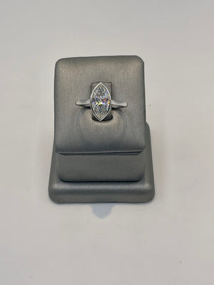 7. 11255 - 14KW Lab Ring Marquise Bezel Solitaire F-VVS2 2.06CTTW ($3995) | 14k White Gold