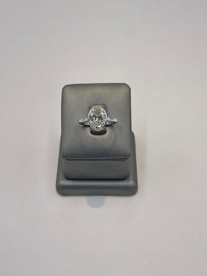 10. 11237 - 14KW Lab Ring Oval Bezel Solitaire F-VVS2 3.03CTTW ($5495) (Yellow also available) | 14k White Gold