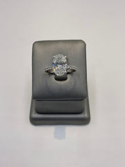 17. 98922 (L-1558) 14KW Lab Oval Ring cntr 3.06ct F-VS1 est 3.75cttw ($8250) | 14k White Gold