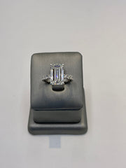 24. 99443 -14KW Lab emerald Ring cntr 5.01ct E-VS1 est 6.00cttw ($12500) (yellow also available ) | 14k White Gold