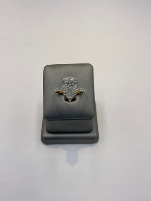 27. 99680 14KY Lab Pear Ring cntr 4.05ct E-VVS2 est 4.75cttw ($4995) (white available) | 14k Yellow Gold
