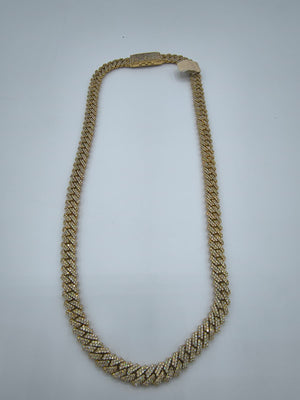 10K Yellow Gold Diamond Cuban Necklace 10mm 22" Hip Hop Style