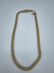 10K Yellow Gold Diamond Cuban Necklace 10mm 22" Hip Hop Style