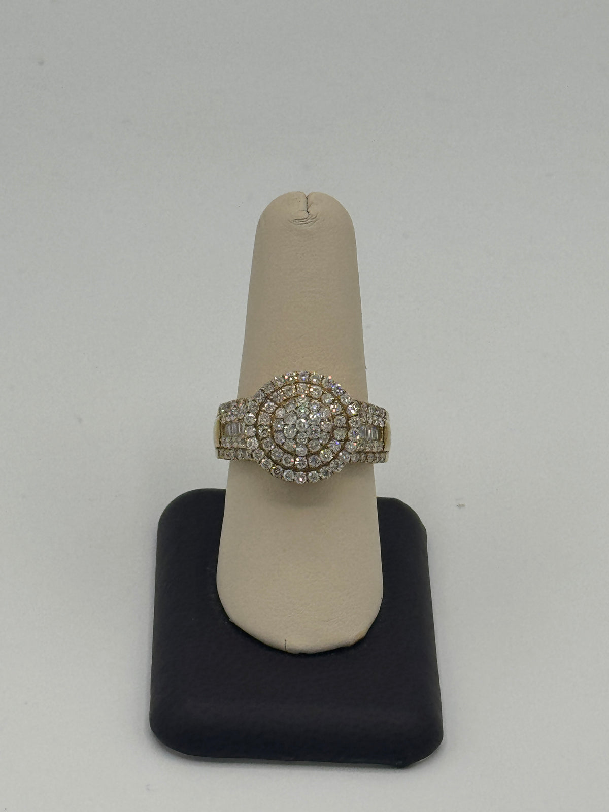 10K Yellow Gold Men's Cluster Diamond Ring 3 CTW Pinky Style