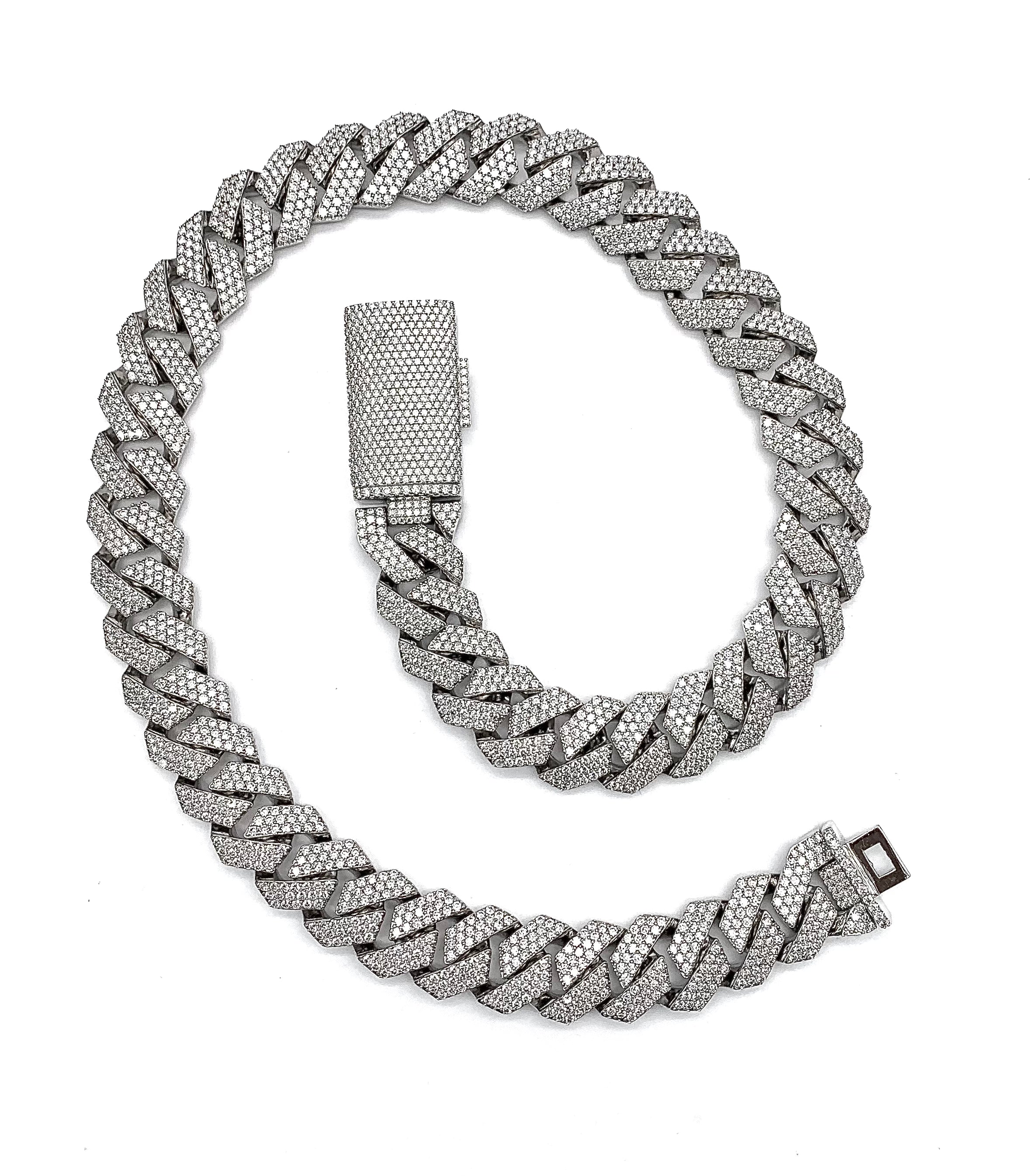 💎 20mm Moissanite Cuban Link Chain – 24″ | 925 Sterling Silver, VVS DEF Stones 💎