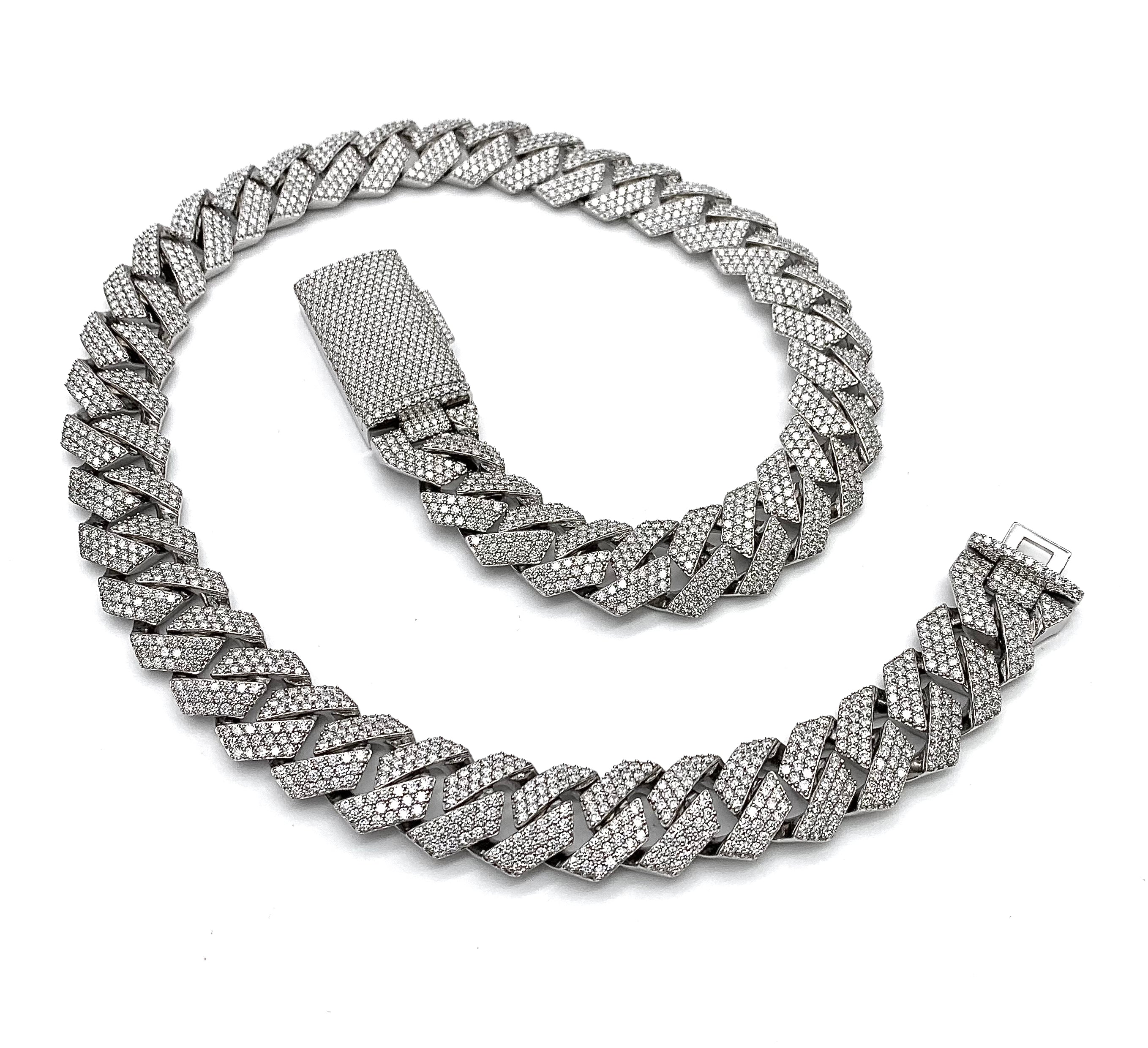 💎 20mm Moissanite Cuban Link Chain – 24″ | 925 Sterling Silver, VVS DEF Stones 💎
