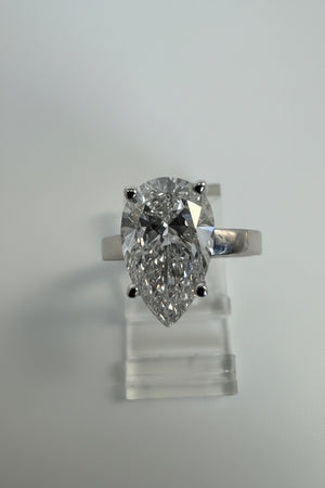 14K Gold White 3.10 CTTW Pear Lab-Grown Diamond Ring