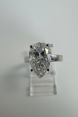 14K Gold White 3.10 CTTW Pear Lab-Grown Diamond Ring