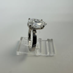 14K Gold White 3.10 CTTW Pear Lab-Grown Diamond Ring