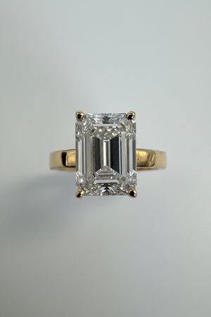 14K Gold Yellow 3.07 CTTW Emerald Lab-Grown Diamond Ring