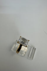14K Gold Yellow 3.07 CTTW Emerald Lab-Grown Diamond Ring
