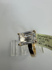 14K Gold Yellow 3.07 CTTW Emerald Lab-Grown Diamond Ring