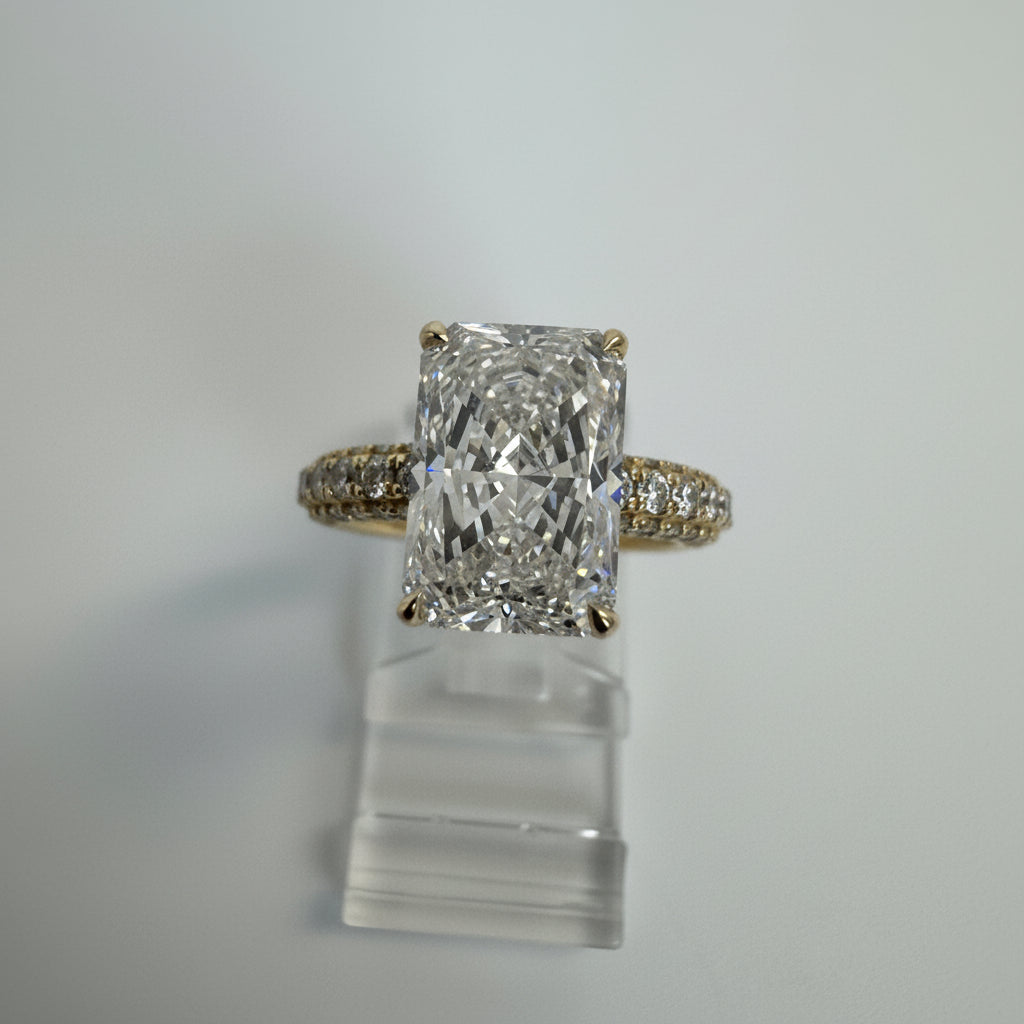 14K Yellow Gold 4.50 CTTW Radiant Lab-Grown Diamond Ring