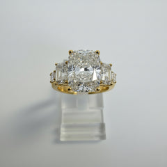 14K Yellow Gold 5.00 CTTW Cushion Lab-Grown Diamond Ring