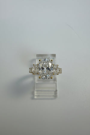 14K Gold Yellow 5.00 CTTW Cushion Lab-Grown Diamond Ring
