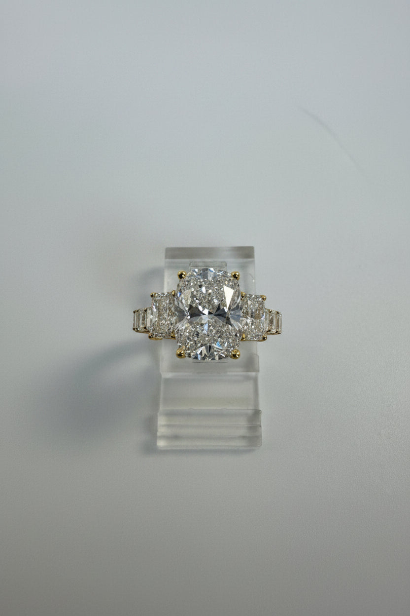 14K Gold Yellow 5.00 CTTW Cushion Lab-Grown Diamond Ring