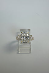 14K Gold Yellow 5.00 CTTW Cushion Lab-Grown Diamond Ring