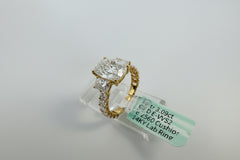 14K Yellow Gold 5.00 CTTW Cushion Lab-Grown Diamond Ring