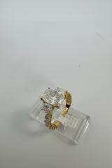 14K Gold Yellow 5.00 CTTW Cushion Lab-Grown Diamond Ring