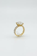 14K Gold Yellow 5.00 CTTW Cushion Lab-Grown Diamond Ring
