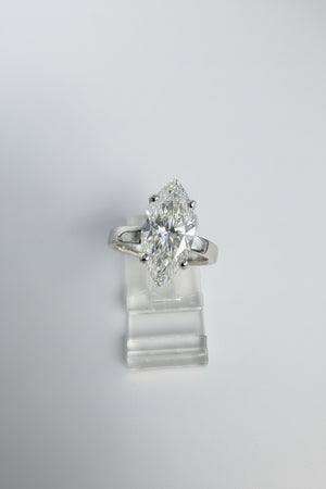 14K White Gold 3.09 CTTW Marquise Lab-Grown Diamond Ring