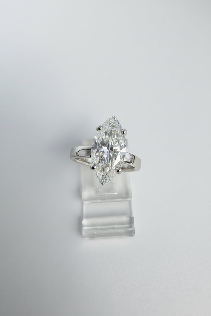 14K White Gold 3.09 CTTW Marquise Lab-Grown Diamond Ring
