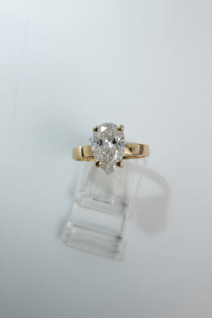 14K Yellow Gold 2.02 CTTW Pear Lab-Grown Diamond Ring