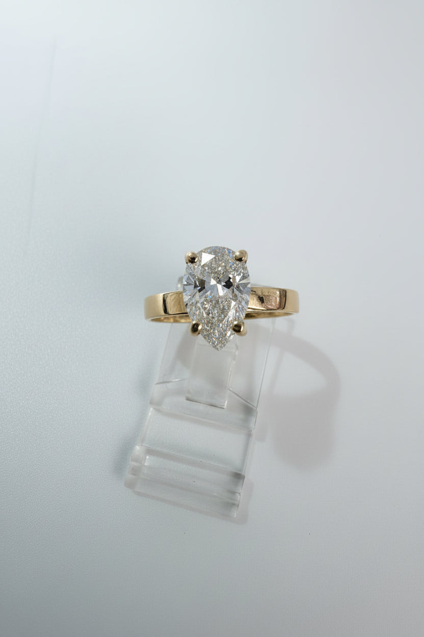 14K Yellow Gold 2.02 CTTW Pear Lab-Grown Diamond Ring