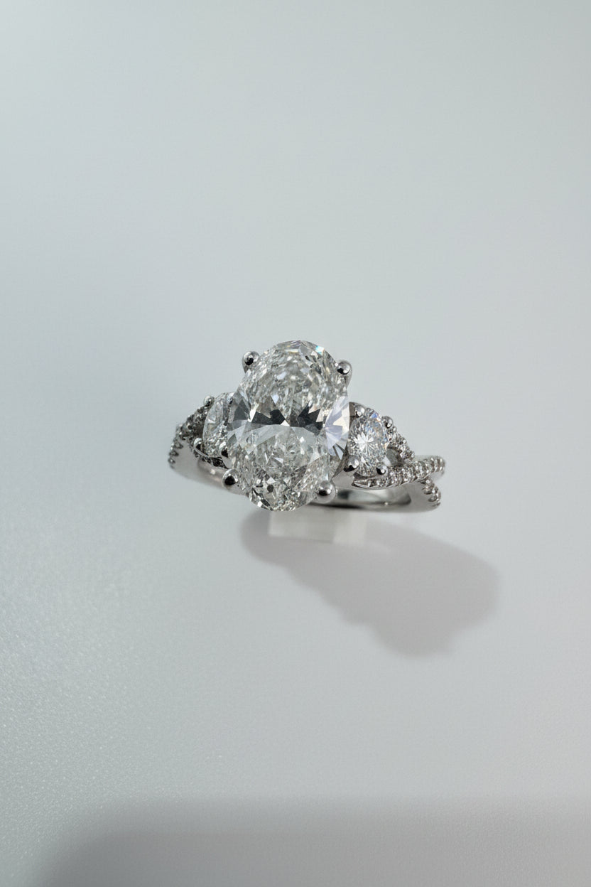 14K White Gold 2.50 CTTW Oval Lab-Grown Diamond Ring