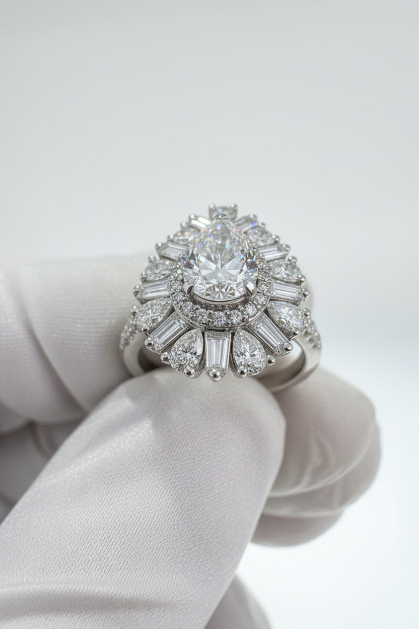 14K White Gold 2.50 CTTW Pear Lab-Grown Diamond Ring