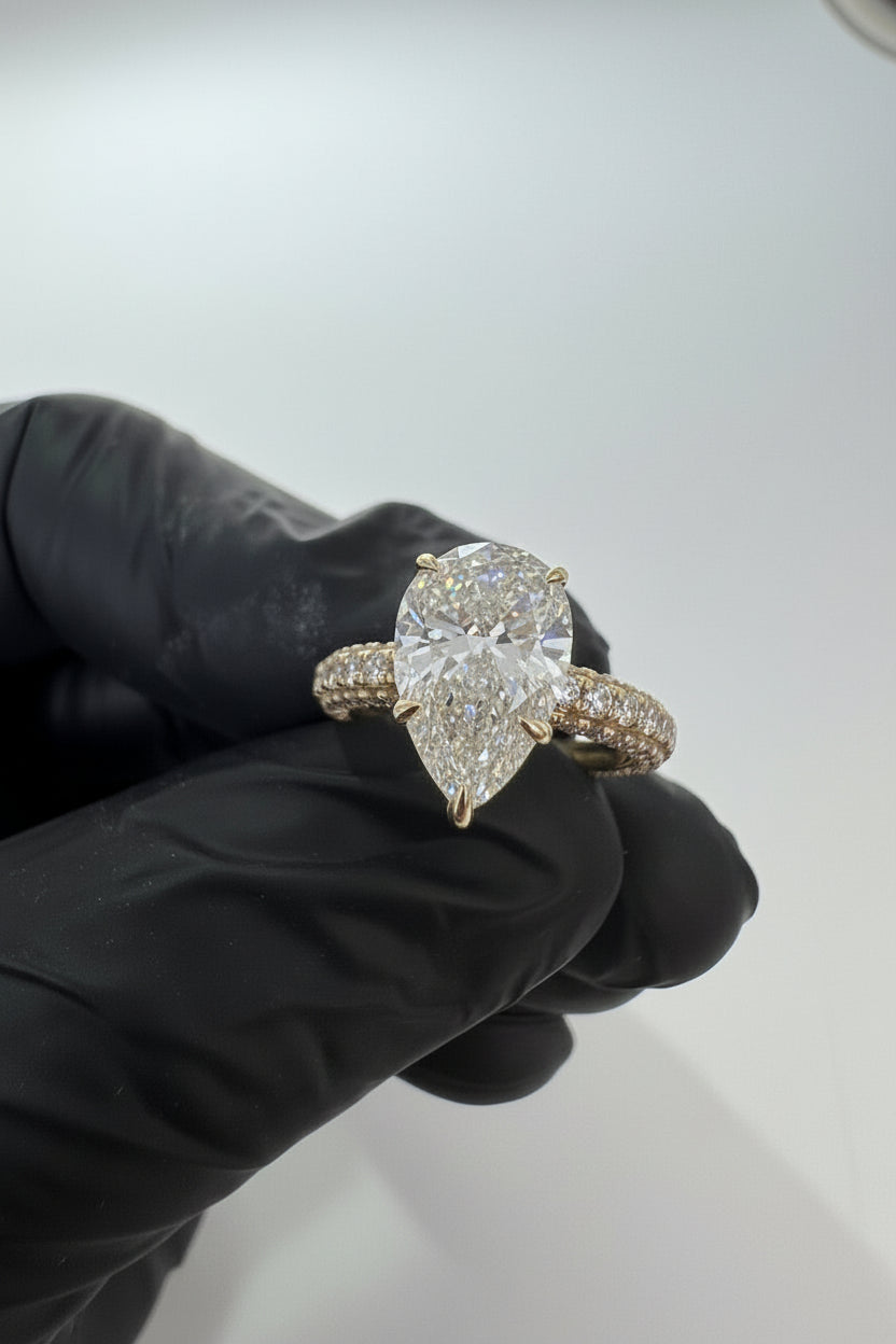 14K White Gold 4.50 CTTW Pear Lab-Grown Diamond Ring