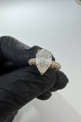 14K White Gold 4.50 CTTW Pear Lab-Grown Diamond Ring