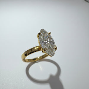 14K Yellow Gold 3.07 CTTW Marquise Lab-Grown Diamond Ring