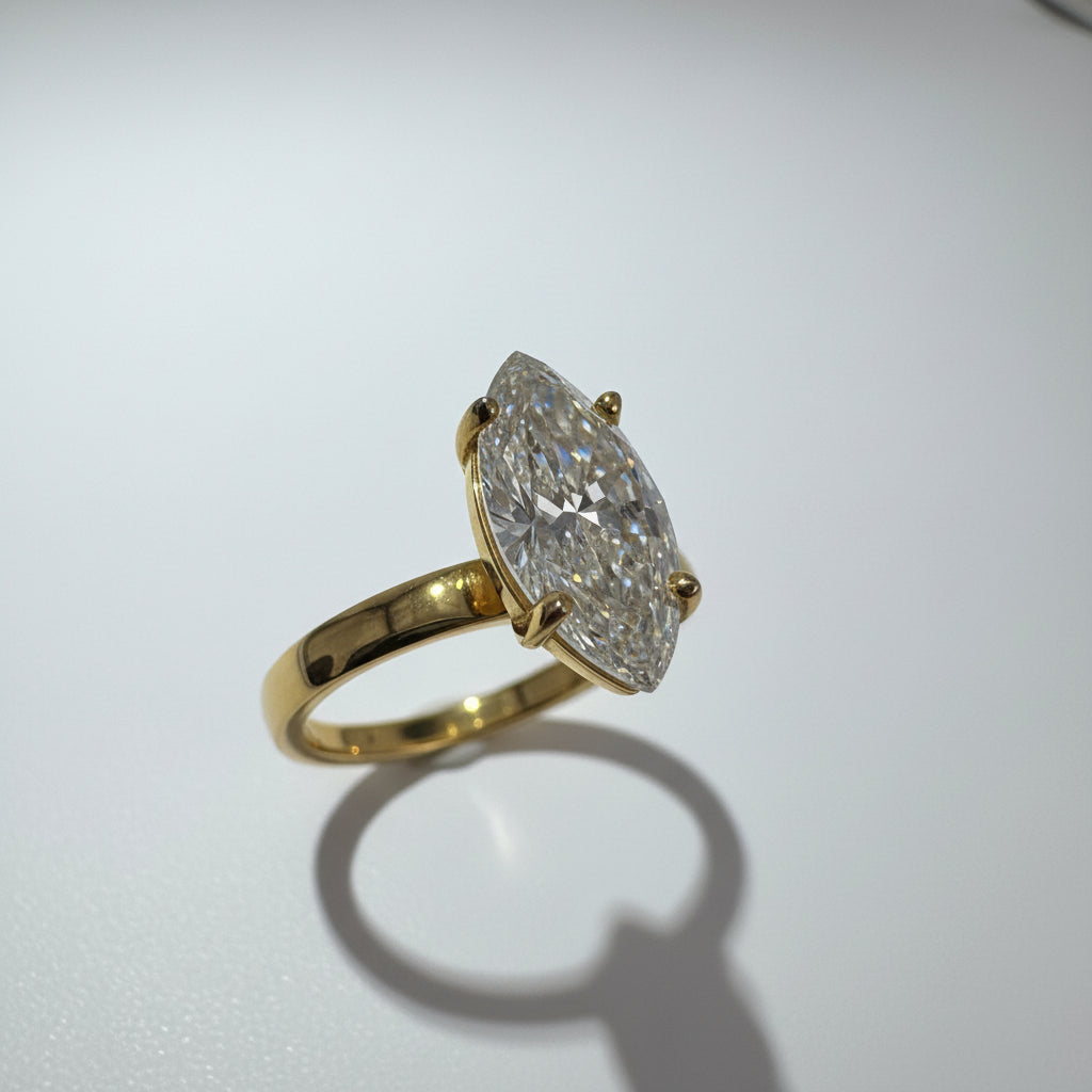 14K Yellow Gold 3.07 CTTW Marquise Lab-Grown Diamond Ring