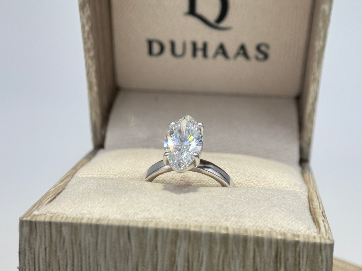 14K White Gold 3.09cttw Marquise Lab-Grown Diamond Solitaire Ring
