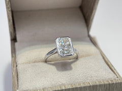 14K White Gold 3.09cttw Emerald Lab-Grown Diamond Bezel-Set Solitaire Ring