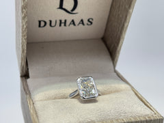 14K White Gold 3.09cttw Emerald Lab-Grown Diamond Bezel-Set Solitaire Ring