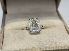 14K White Gold 3.09cttw Emerald Lab-Grown Diamond Bezel-Set Solitaire Ring