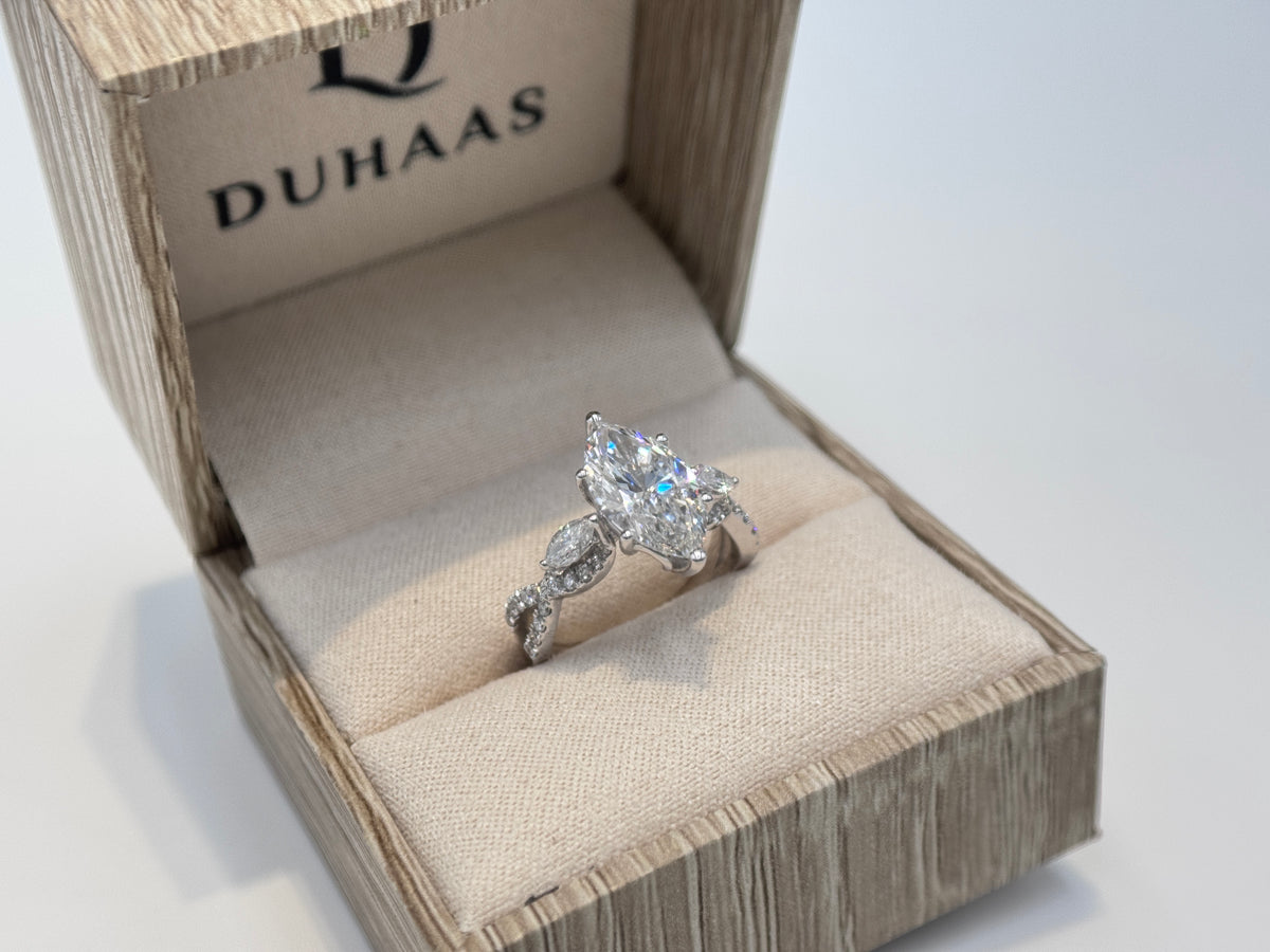 14K White Gold 3.75cttw Marquise Lab-Grown Diamond Ring