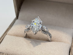 14K White Gold 3.75cttw Marquise Lab-Grown Diamond Ring
