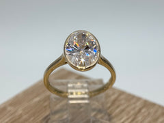 14K Yellow Gold 2.95cttw Oval Lab-Grown Diamond Bezel-Set Solitaire Ring